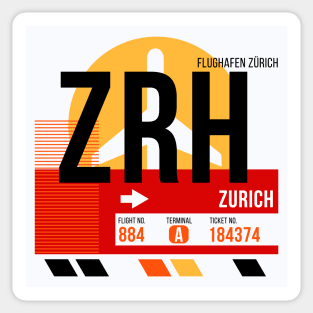 Zurich (ZRH) Airport // Sunset Baggage Tag Sticker